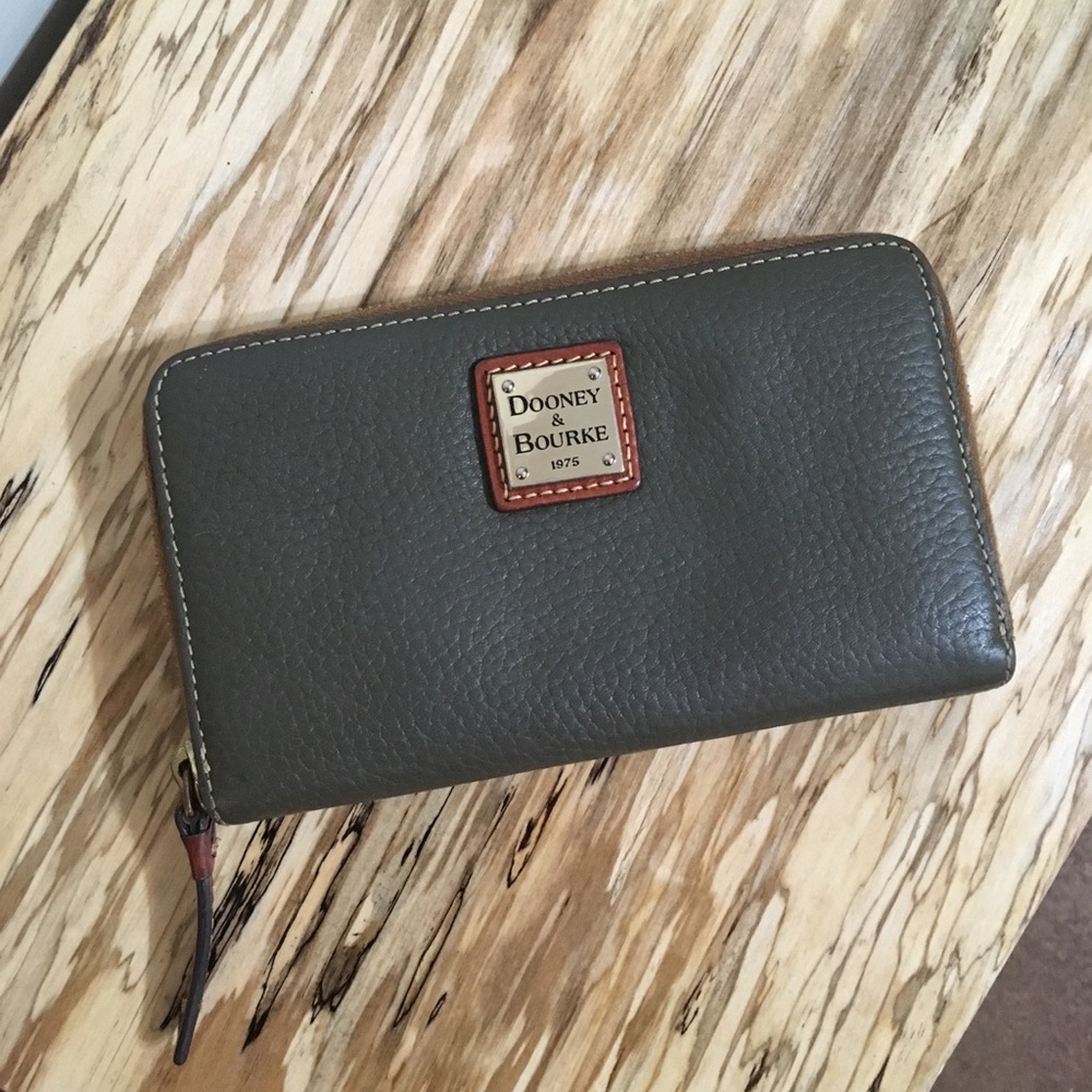 Dooney & Bourke pebble leather zip wallet, olive